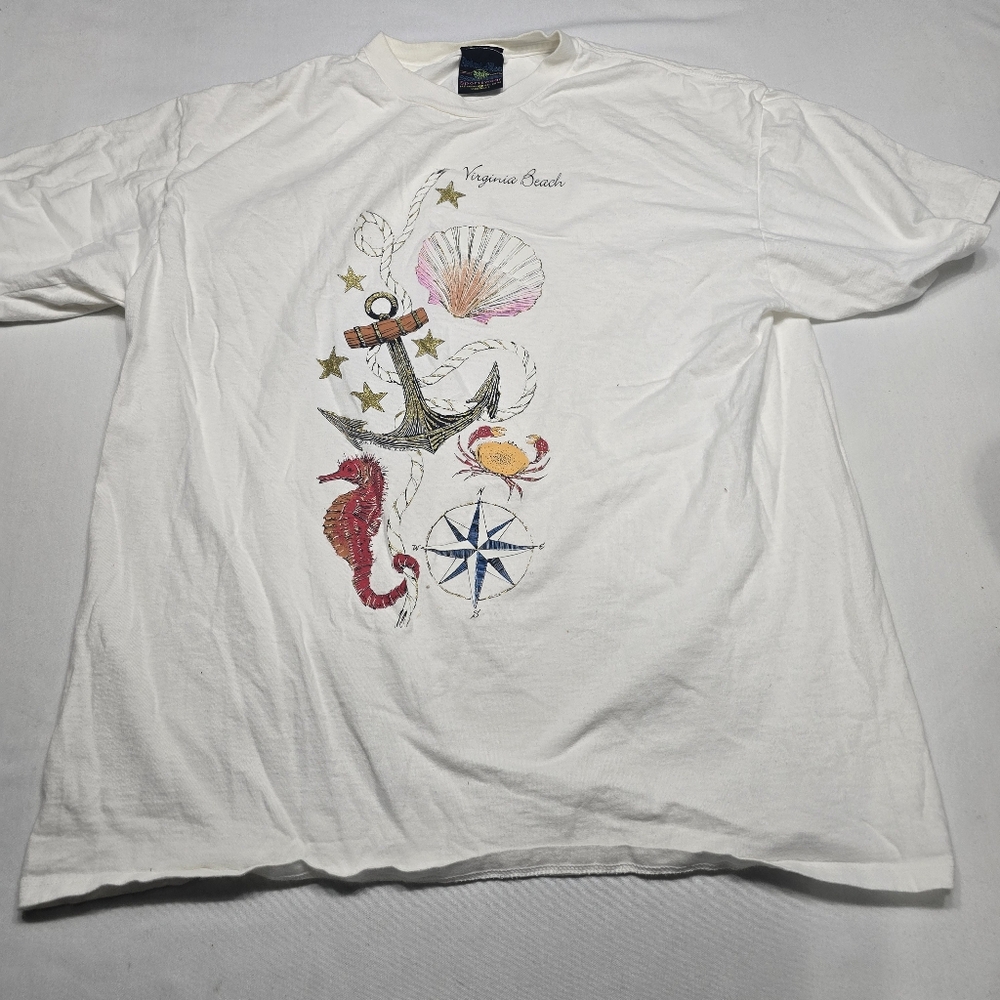 Vintage Virgina Beach Shell Souvenir Tshirt Robert Allan Sportswear Tee XL